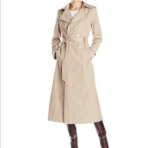 T Tahari Double Breasted Long Trench Coat